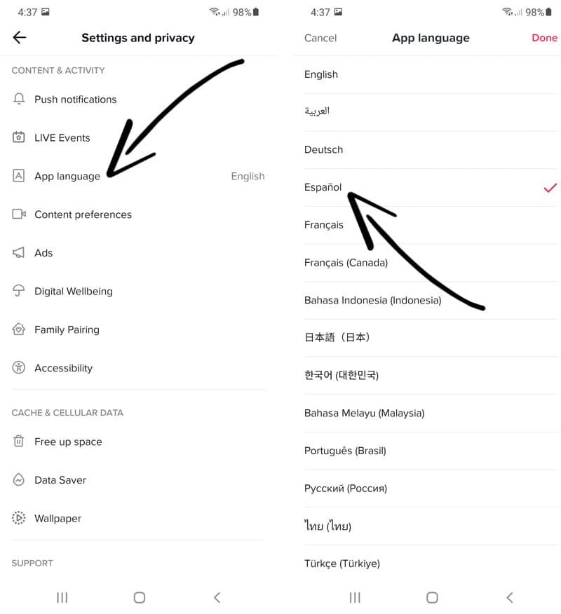 Change Language On Tiktok