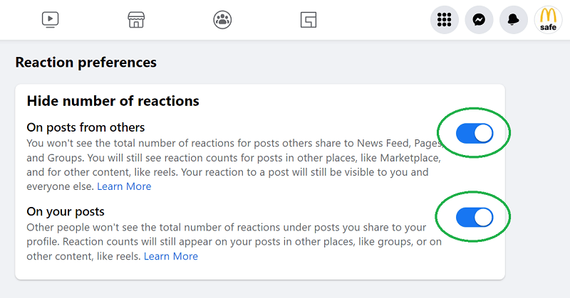 Hide Likes and Reaction Counts On Facebook